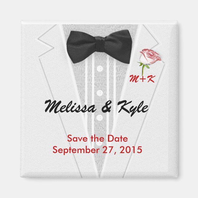 Tuxedo Monogram with Rose Magnet (Front)