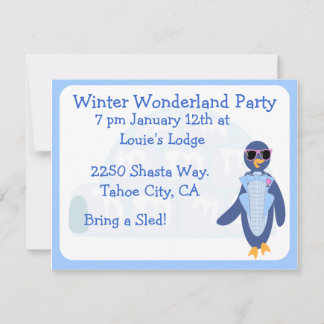 Tuxedo Penguin Winter Party Invitation