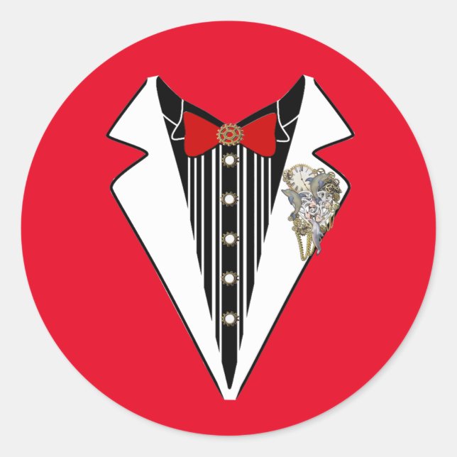 Tuxedo- Steampunk Wedding  Classic Round Sticker (Front)