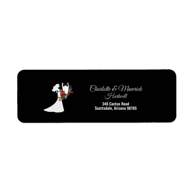 Tuxedo Suit & Bride Silhouette Return Address (Front)