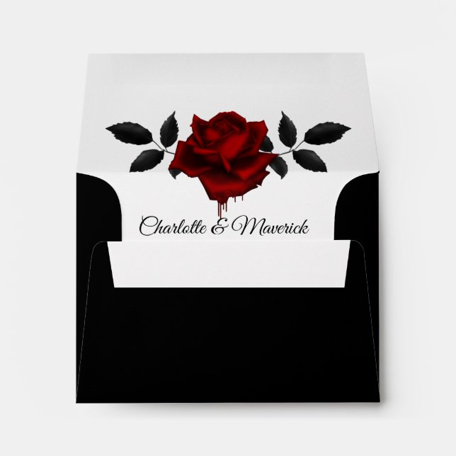 Tuxedo Suit & Bride Silhouette Wedding Envelope (Back (Bottom))