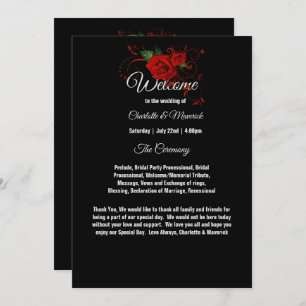 Tuxedo Suit & Bride Silhouette Wedding Program