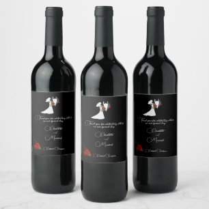 Tuxedo Suit & Bride Silhouette Wedding Wine Label