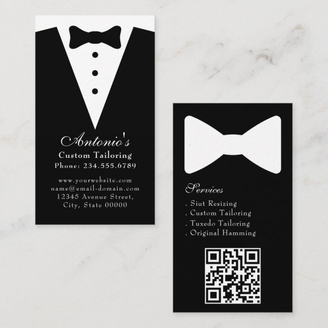 Tuxedo Suit Mens Clothing Modern Black & White Business Card (Front/Back)