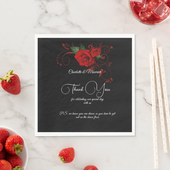 Tuxedo Suite & Bride Silhouette Wedding Napkin (Insitu)
