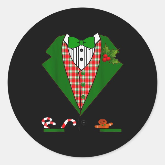 Tuxedo T Shirt For Men &amp; Boys Christmas Red &a Classic Round Sticker (Front)