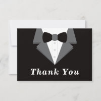 Tuxedo Thank You Card, Black Tie