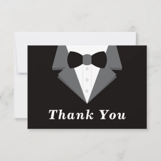Tuxedo Thank You Card, Black Tie RSVP Card