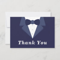 Tuxedo Thank You Card, Navy Tie