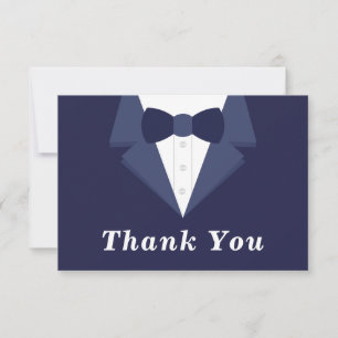 Tuxedo Thank You Card, Navy Tie RSVP Card