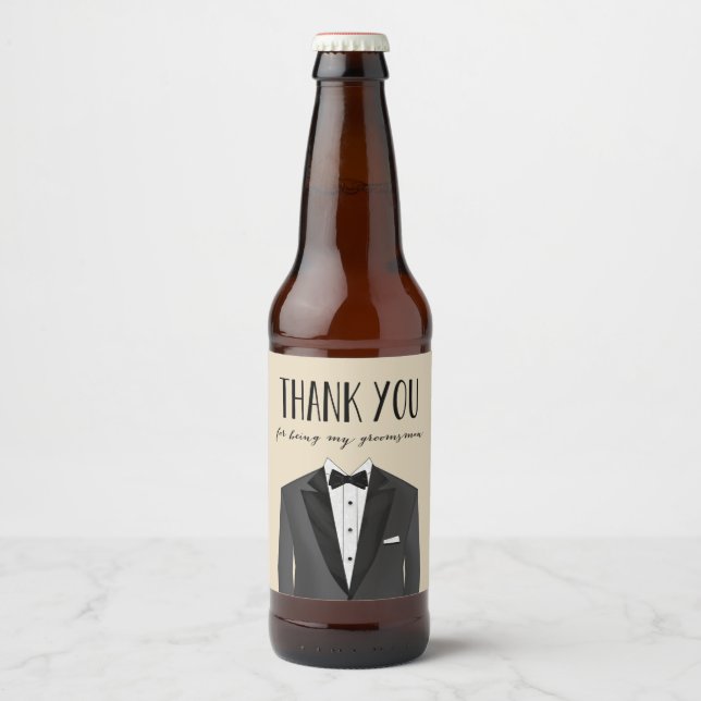 Tuxedo Thank You Groomsman Beer Label (Front)