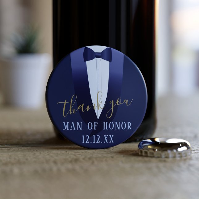 Tuxedo Thank You Man of Honour Button Bottle Bottle Opener (Creator Uploaded)