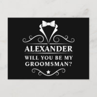 Tuxedo Tie Will You Be My Groomsman Black
