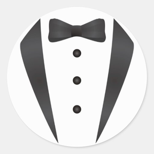 Image of Tuxedo wedding gifts and props for groom Classic Round Sticker