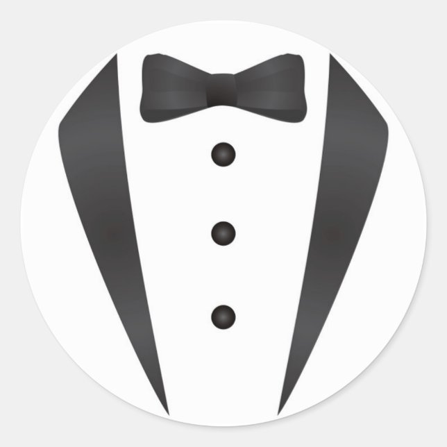 Tuxedo wedding gifts and props for groom classic round sticker (Front)