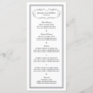 Tuxedo Wedding Menu in Charcoal Grey