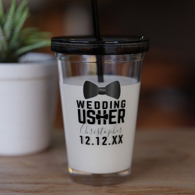 Tuxedo Wedding Usher Bridal Party Tumbler (Just add your wedding usher's name and your wedding date. Makes a lovely gift )