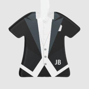Tuxedo White Tie Tails Formal Wear Custom Monogram Ornament