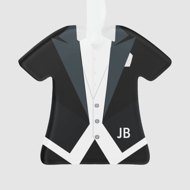 Tuxedo White Tie Tails Formal Wear Custom Monogram Ornament (Front)