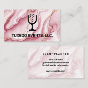 Tuxedo Wine Glass Logo   Catering Events  Business Card