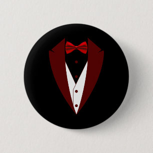 Tuxedo With Bow Tie Funny - Halloween Groom Costum 6 Cm Round Badge