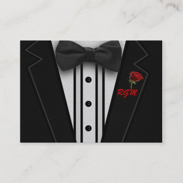Tuxedo with Bow Tie Monogram Business Card (Front)