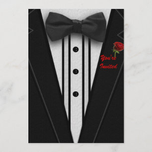 Tuxedo with Bow Tie Monogram Invitation