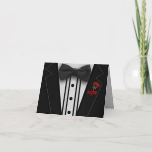 Tuxedo with Bow Tie Monogram Note Card