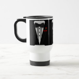 Tuxedo with Bow Tie Monogram Travel Mug