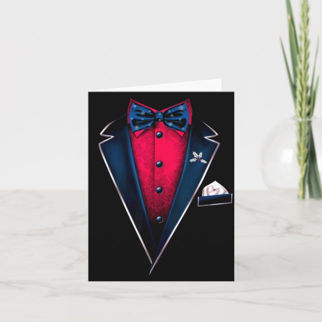 Tuxedo With Bowtie For Christmas And Special Occas Card (Front)
