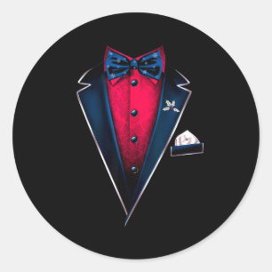 Tuxedo With Bowtie For Christmas And Special Occas Classic Round Sticker