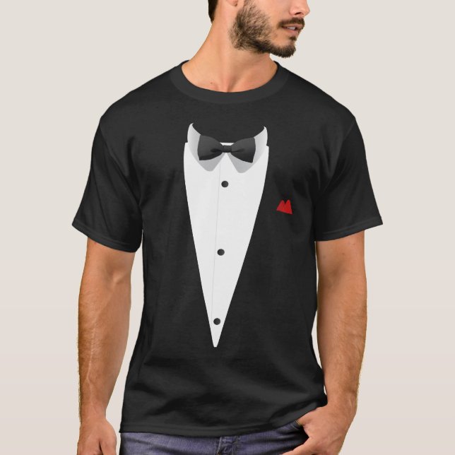 Tuxedo with Bowtie For Weddings New Year's Eve T-Shirt (Front)