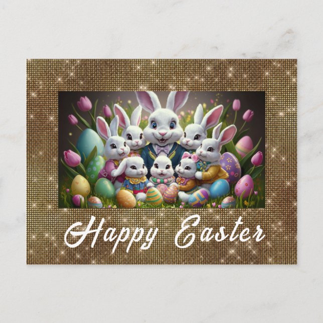 *~* TV1 Happy EasterBunny  Flowers Eggs Postcard (Front)