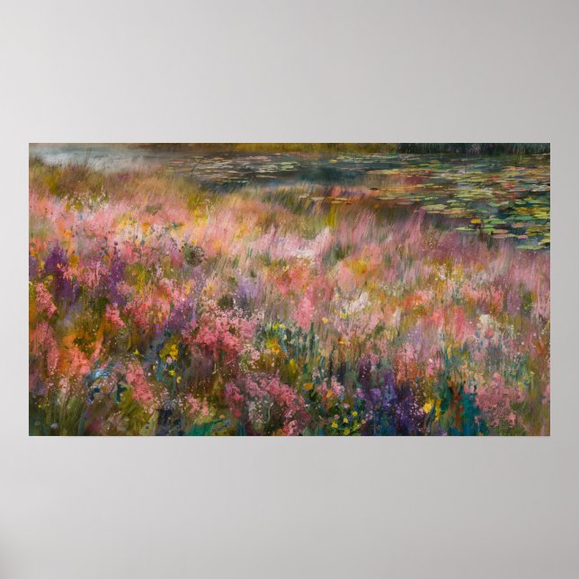 *~* TV2 Ethereal Wild Flowers Pond Lily Pads 16:9 Poster (Front)