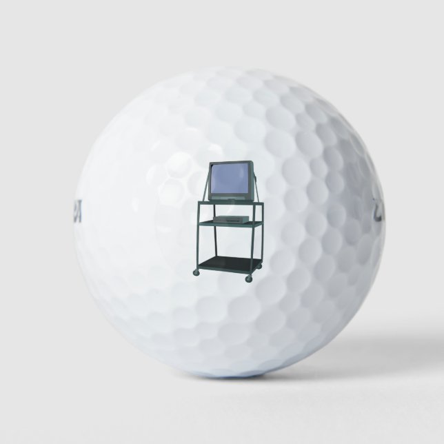 TV and VCR cart Classroom 80s 90s Funny School Golf Balls (Front)