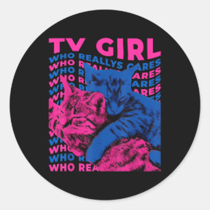 Tv Girl Album Frenchs Exit Who Really Cares Cat Tv Classic Round Sticker