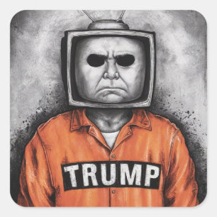 TV Head Prisioner Trump Square Sticker