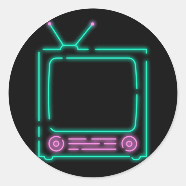 TV Neon Classic Round Sticker (Front)