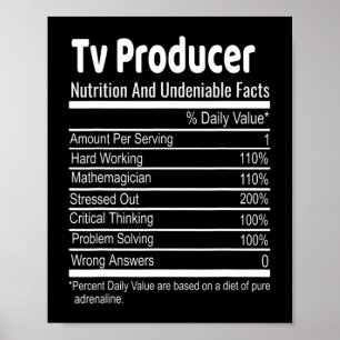 Tv Producer Nutritional Facts Funny Thanksgiving C Poster