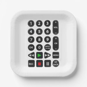 TV Remote with VCR Button  Paper Plate