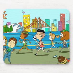 TV reporters with mikes at sports race Mouse Mat
