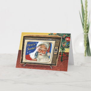 TV Santa Retro Christmas Cards