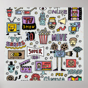 TV Series Doodles: Funny Vintage Set. Poster