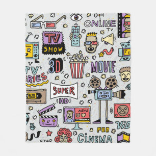 TV Shows, Series and Movies Funny Doodle vintage s Fleece Blanket
