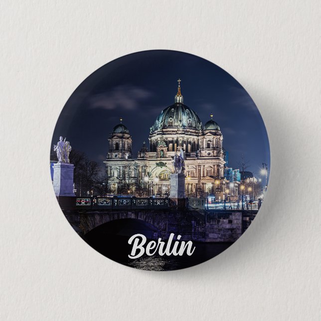 TV tower and Berlin Cathedral in Berlin, Germany 6 Cm Round Badge (Front)