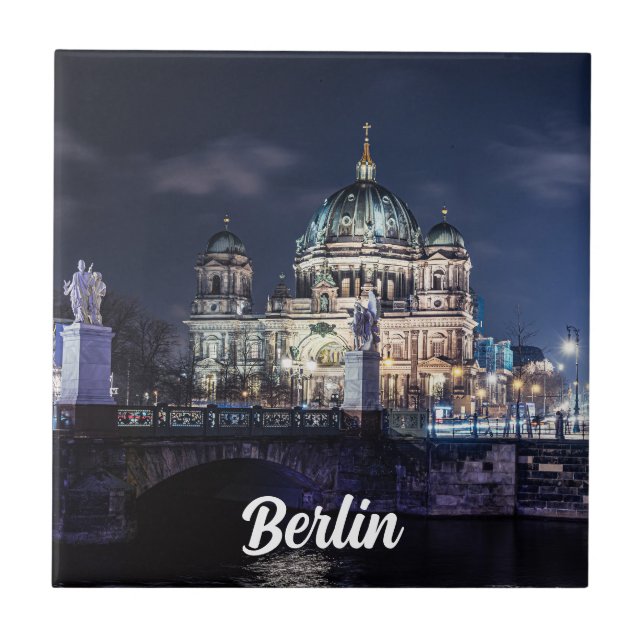 TV tower and Berlin Cathedral in Berlin, Germany Tile (Front)