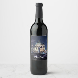 TV tower and Berlin Cathedral in Berlin, Germany Wine Label
