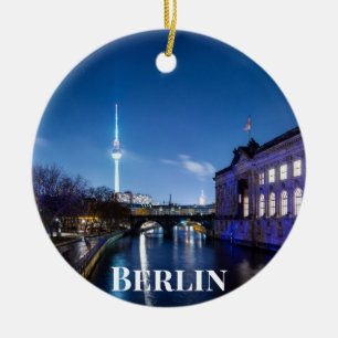 TV tower and museum island in Berlin, Germany Ceramic Tree Decoration