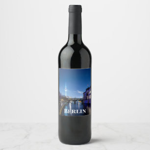 TV tower and museum island in Berlin, Germany Wine Label