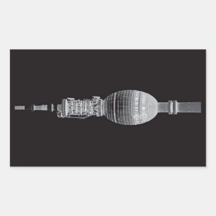 Tv Tower (Fernsehturm), Berlin,Grey (tv14bw) Rectangular Sticker
